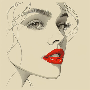 recommend clip art: woman face with red lips, art