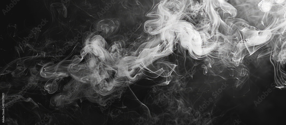 Poster a clear image of smoke against a dark backdrop, ideal for highlighting and accommodating pictures ef