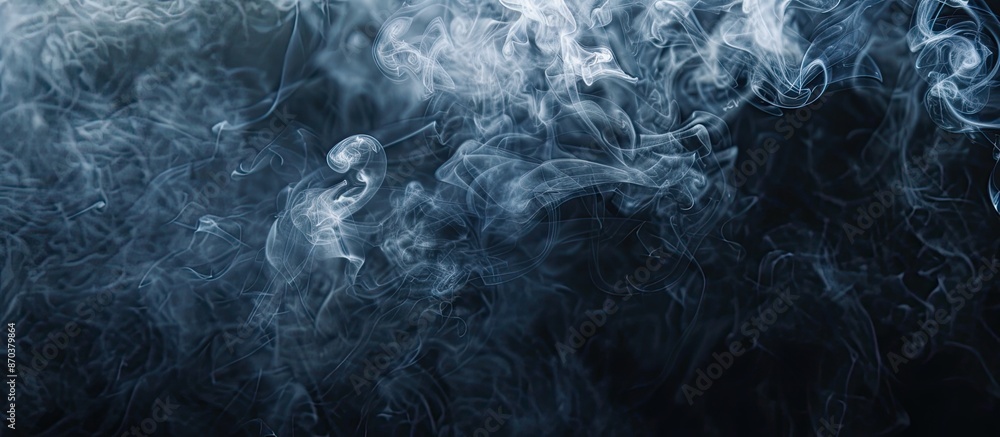 Poster a clear image of smoke against a dark backdrop, ideal for highlighting and accommodating pictures ef