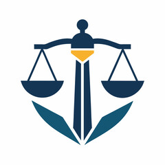 Minimalist scales of justice icon lawyer logo vector art illustration