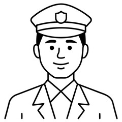 Police officer icon vector line art illustration.