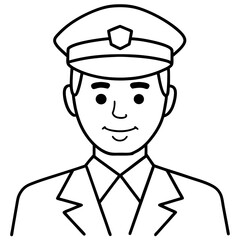 Police officer icon vector line art illustration.