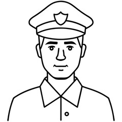 Police officer icon vector line art illustration.