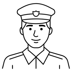 Police officer icon vector line art illustration.