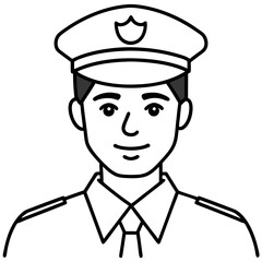 Police officer icon vector line art illustration.