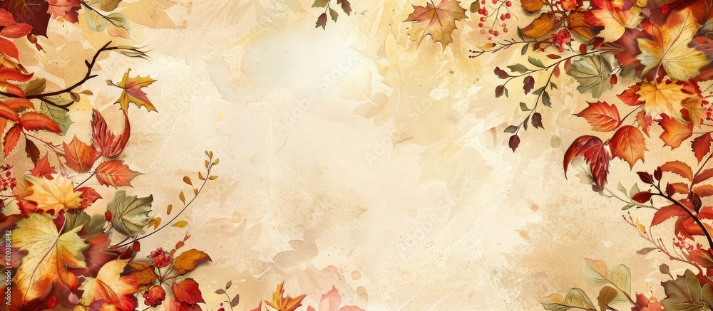 Poster a border decorated with vibrant autumn foliage creating a picturesque frame with plenty of space for