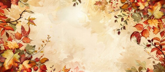 A border decorated with vibrant autumn foliage creating a picturesque frame with plenty of space for added images. image with copy space