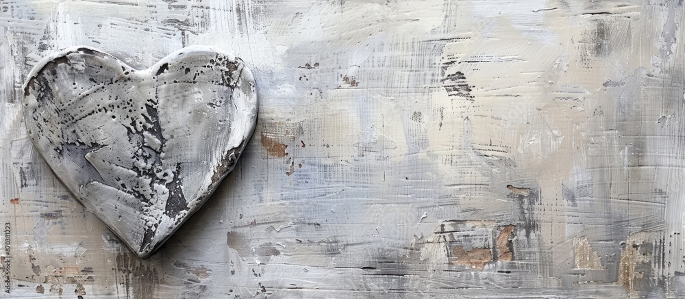 Poster canvas textured in grey with a decorative heart on a copy space image.