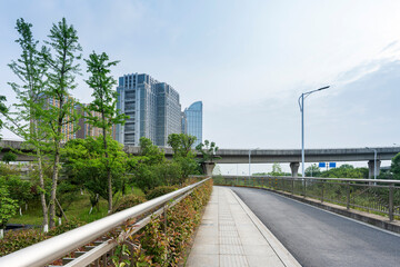 Fototapeta premium city highway interchange in shanghai on traffic rush hour