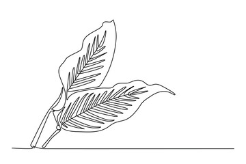 Leaves concept. Single line draw design vector graphic illustration.