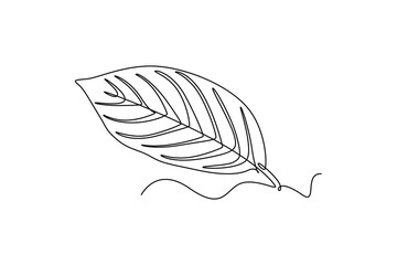 Obraz premium Leaves concept. Single line draw design vector graphic illustration.