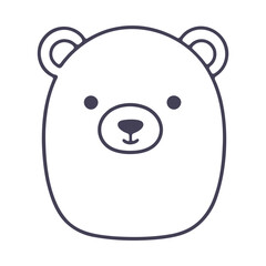 A cute, round-faced polar bear with large eyes and ears