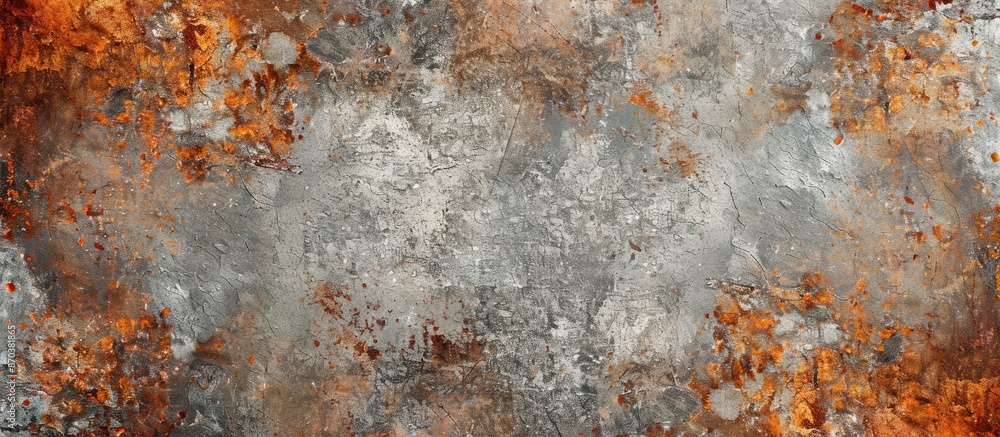 Poster concrete textured background with grunge red brown rust stain, ideal for copy space image.