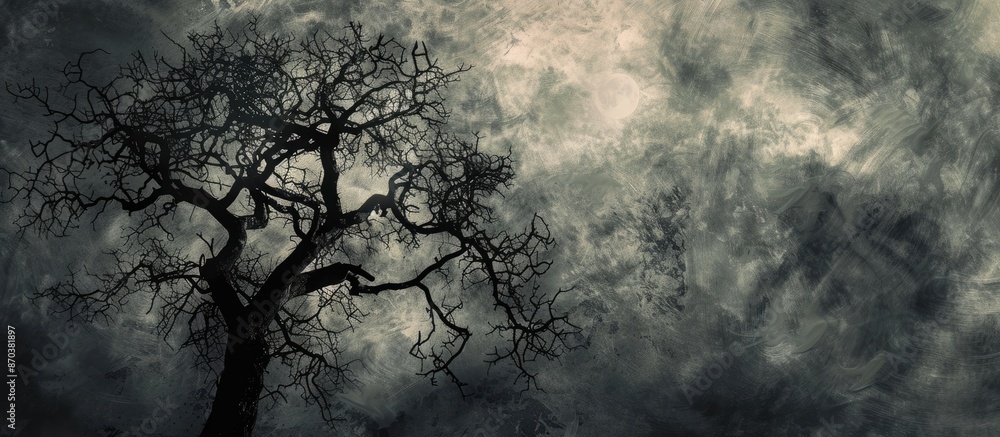 Poster artistic treetop in a dark toned image with copy space.