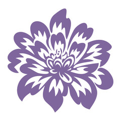 A large purple floral design with intricate petal patterns