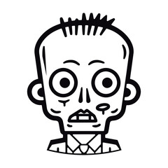 A cartoon illustration of a bald, wide-eyed, toothy zombie ,monster character with a spiked hairstyle
