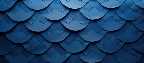 Obraz premium Abstract background in classic blue color gradient with a Japanese pattern resembling fish scales, perfect for use as a copy space image.