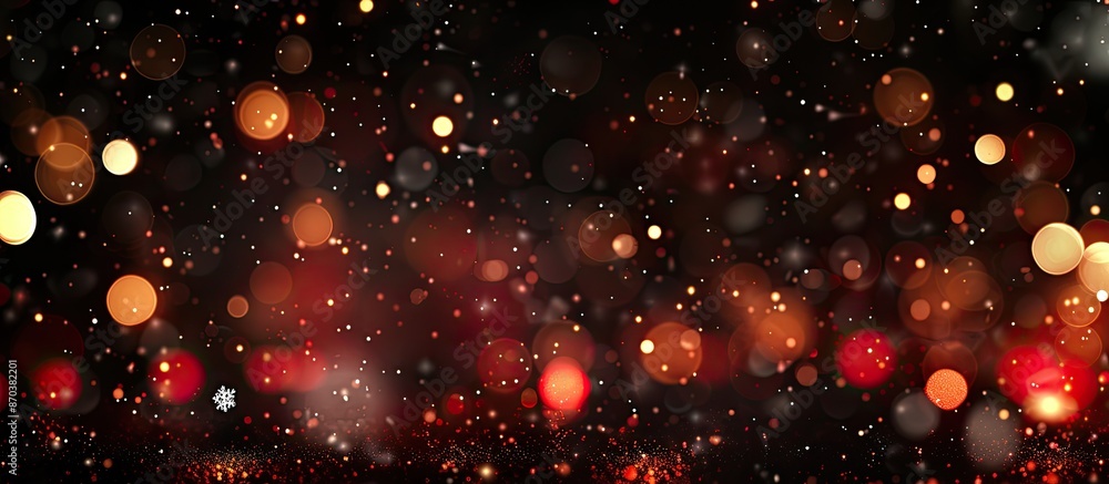 Poster bokeh effect on a black backdrop, with festive lights creating a blurred aesthetic, providing copy s