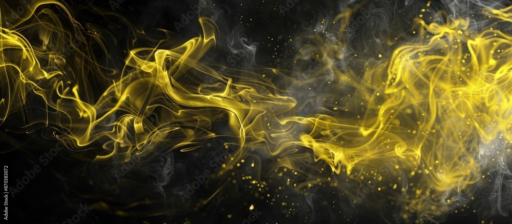 Poster a black background with yellow steam swirls, showing copy space image potential.