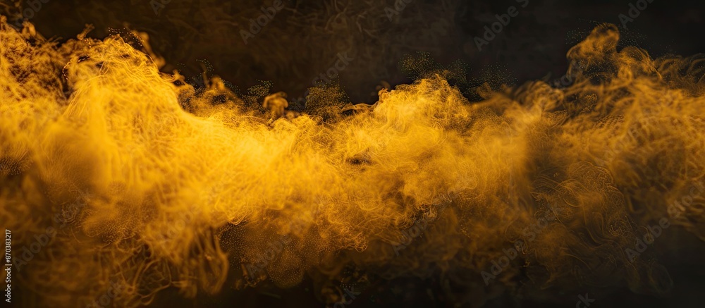 Poster a yellow mist against a dark backdrop with room for text or graphics, great for a copy space image.