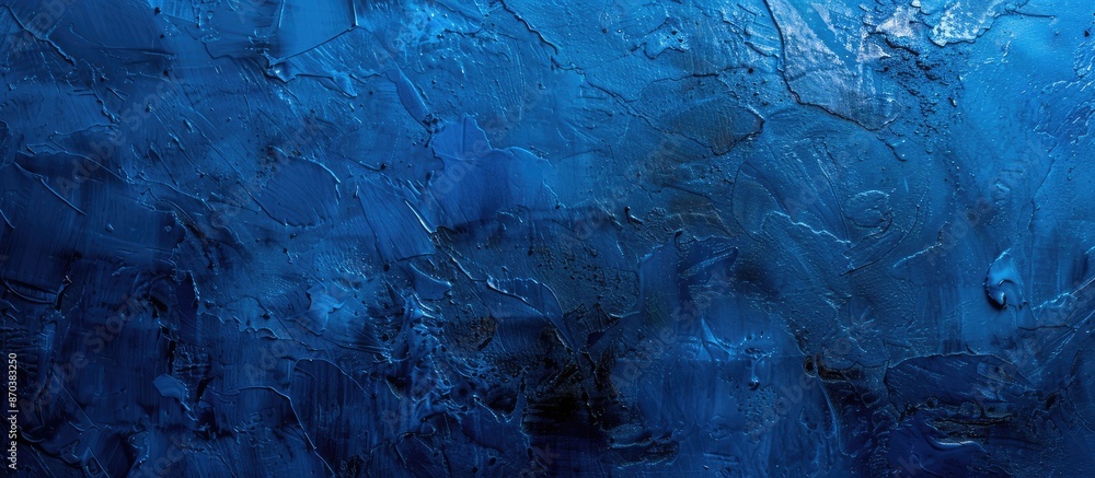 Aufkleber Blue painted texture on a toned wall, embedded with decorative plaster, creating an abstract backdrop with available copy space image for design.