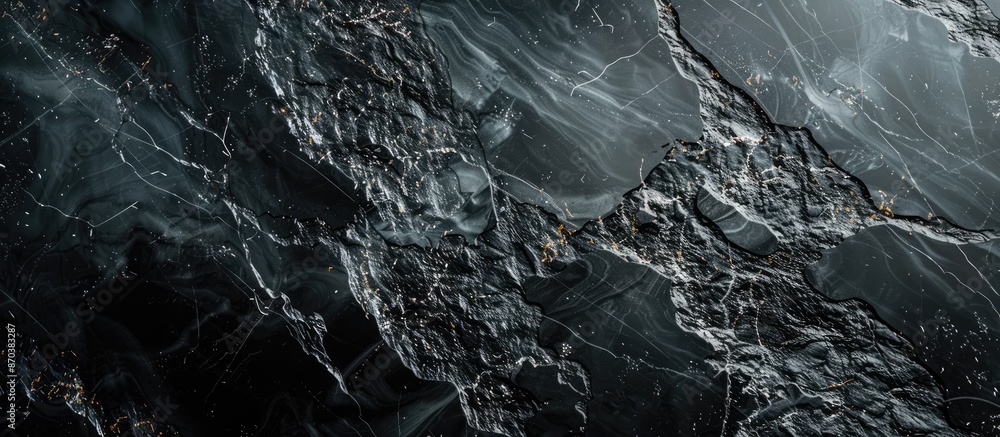 Aufkleber abstract background with dark nature elements created on black marble with copy space image.