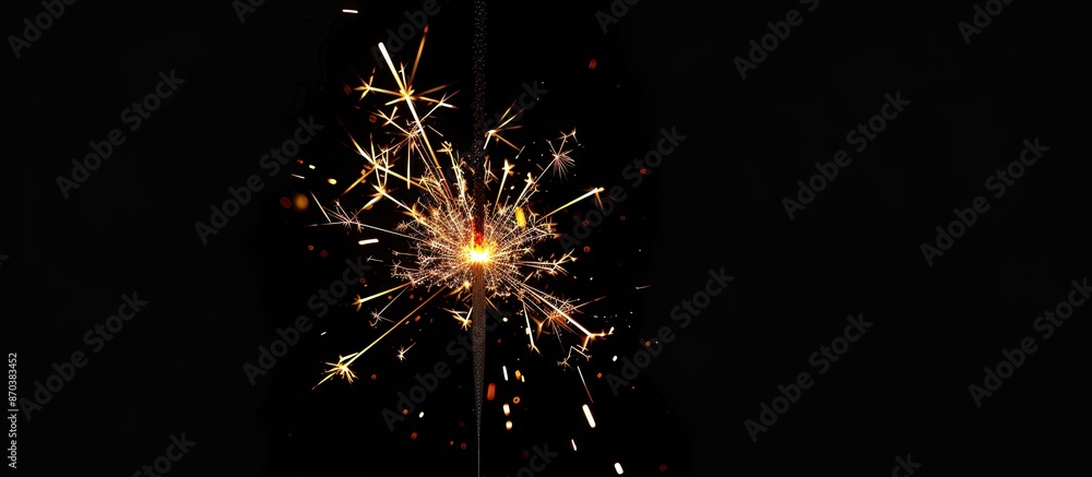 Poster a festive christmas sparkler displayed against a black backdrop, ideal for a copy space image.