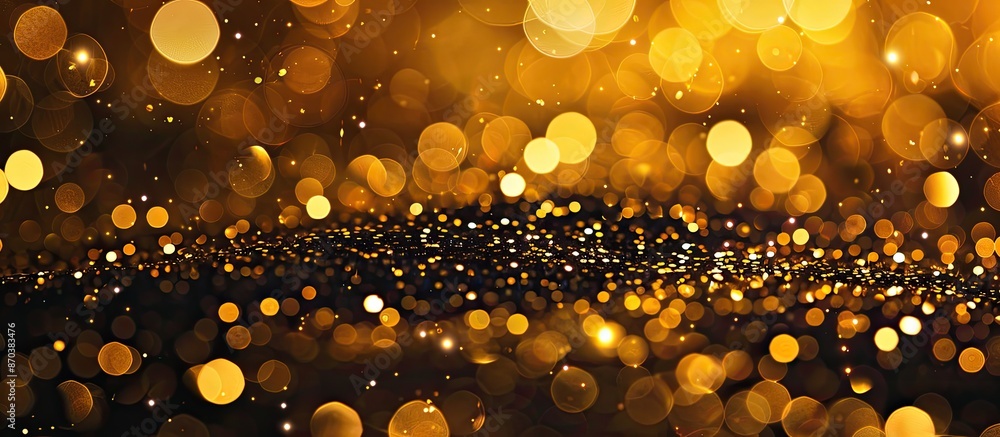Poster Festive gold glitter background with bokeh lights for New Year celebrations, perfect for adding text or graphics in the copy space image.