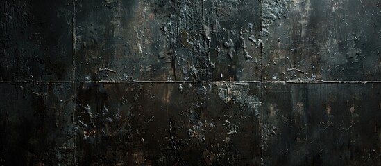 A contemporary wall with a grunge, dark aesthetic, suitable as a backdrop or wallpaper, featuring space for content placement in a detailed close-up photograph. image with copy space