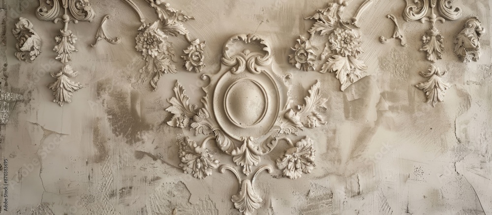 Poster detailed view of a decorative plaster surface with plenty of copy space image.