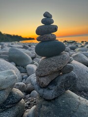 balanced stones on the beach