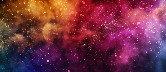 Colorful powder exploding creating an abstract background with multicolor glitter texture, perfect for adding text or graphics in the copy space image.