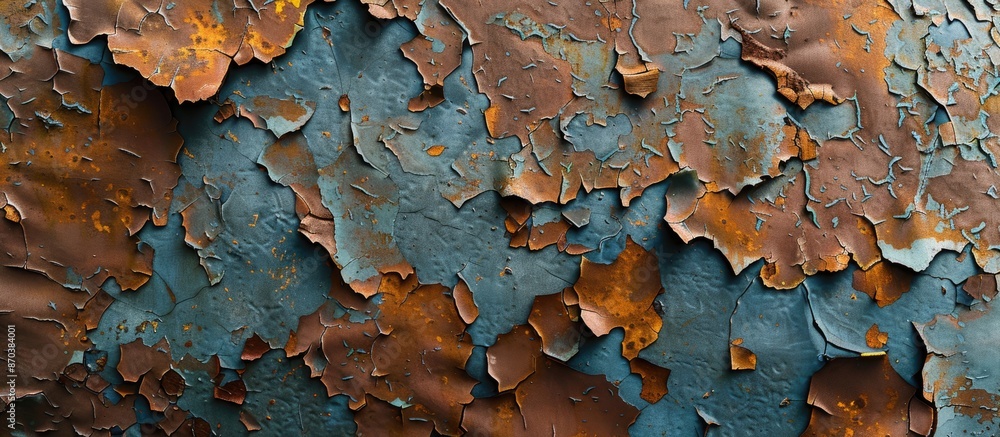 Poster a sheet of rusty metal with cracked, flaky paint offers an abstract texture suitable for a copy spac