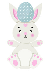 Rabbit with an Easter egg on her head