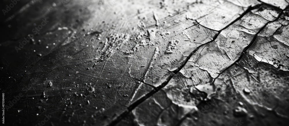 Aufkleber Black and white image of a weathered textured surface with visible scratches, ideal for copy space.