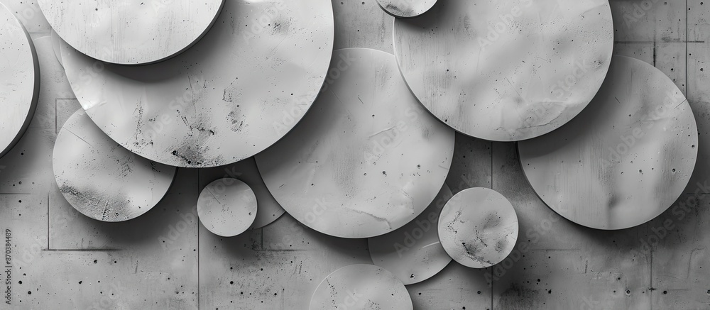 Fototapete Abstract background of modern concrete with a flat and smooth texture in gray, featuring circle shapes and suitable for overlaying text or images in a copy space image.