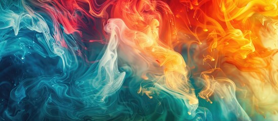 Abstract background created by acrylic colors swirling in water, with a copy space image.
