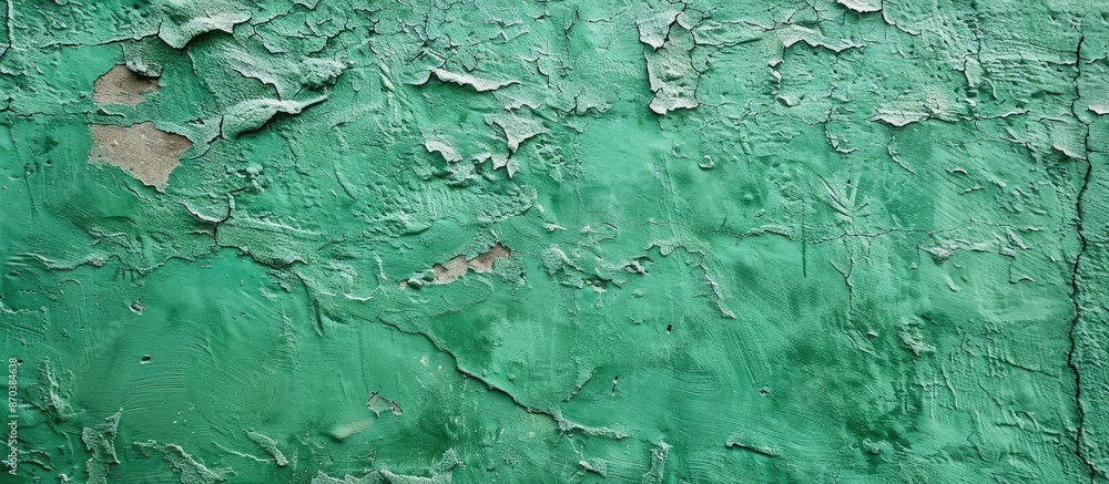 Poster abstract texture background of a cement wall painted in green, suitable for copy space image.