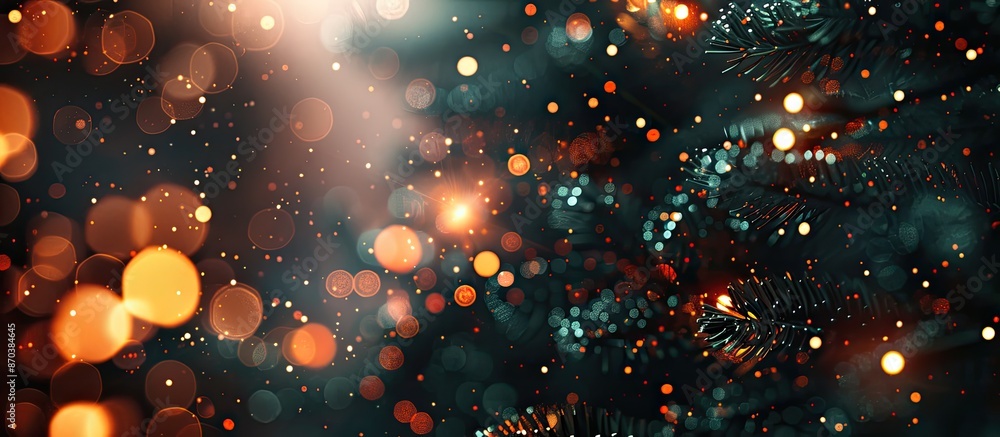 Poster bokeh effect on a black backdrop, with festive lights creating a blurred aesthetic, providing copy s