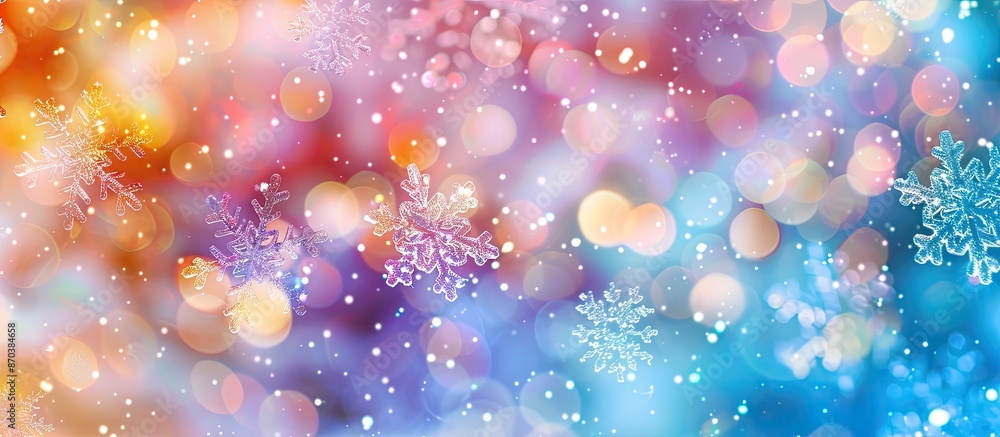 Poster colorful snowflakes form the backdrop with copy space image.