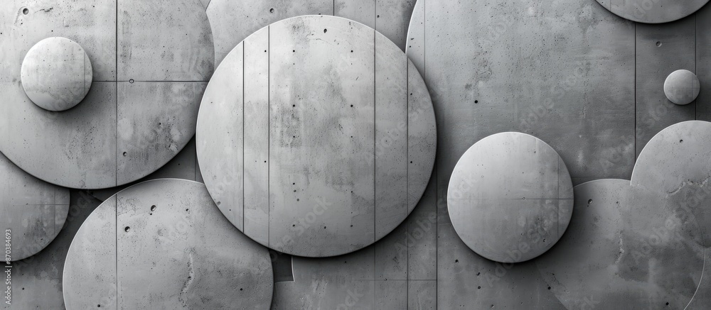 Aufkleber Abstract background of modern concrete with a flat and smooth texture in gray, featuring circle shapes and suitable for overlaying text or images in a copy space image.