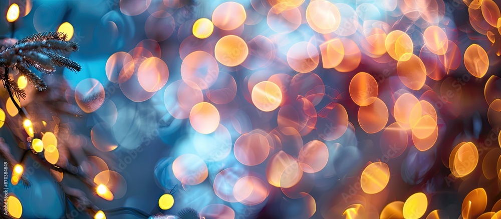Poster blurred lights create a festive backdrop with copy space image.