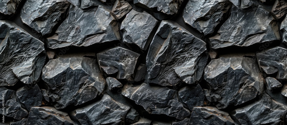 Aufkleber Background of black textured rocks with ample copy space image.