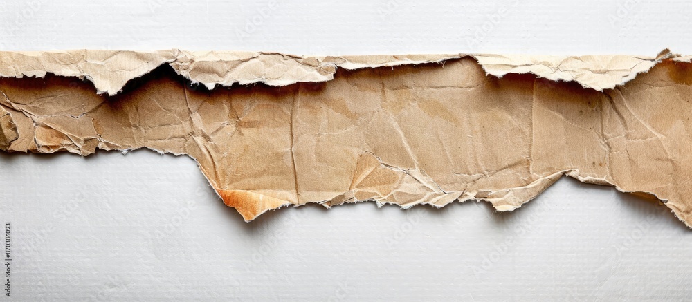 Aufkleber Textured cardboard with torn edges on a white background with copy space image.