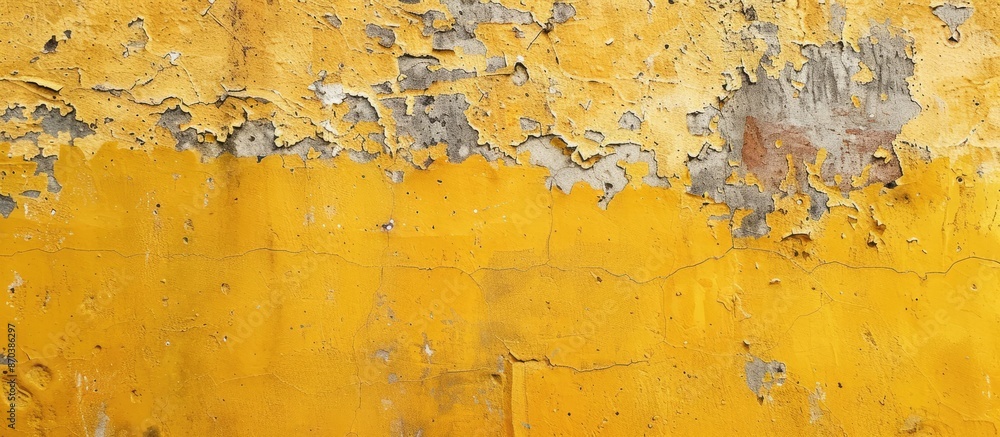 Aufkleber Aged yellow wall with a textured surface provides a backdrop for copy space image.