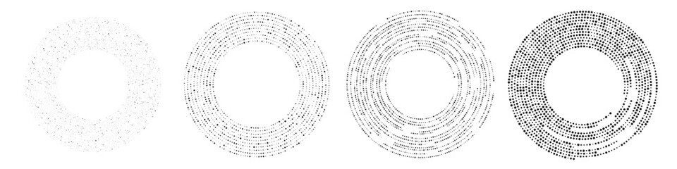 Set of circle halftone dotted backgrounds