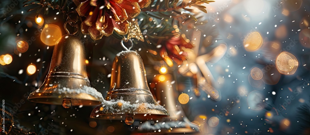 Poster christmas bells with copy space image in close-up view.