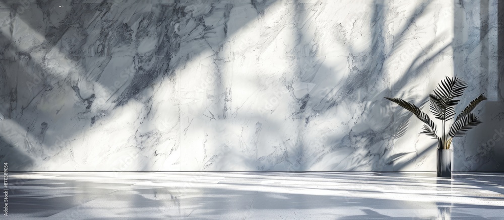 Aufkleber empty area available for embellishments on a marble desk and wall with shadows, ideal for a copy spa