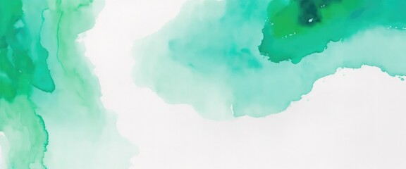 Obraz premium Abstract watercolor paint background by teal color White and green with liquid fluid texture for background