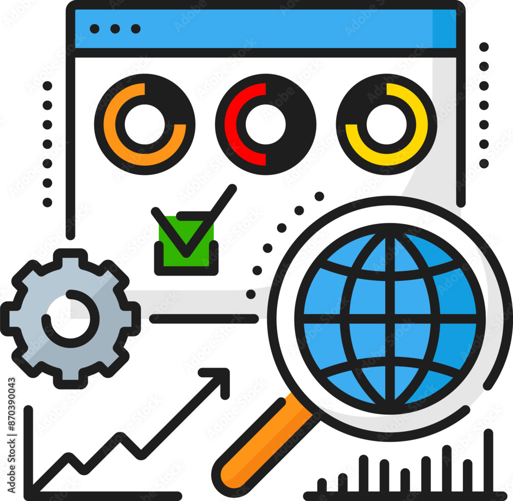 Leinwandbilder web development vacancy, web analyst career, it specialist job line color icon. web development care